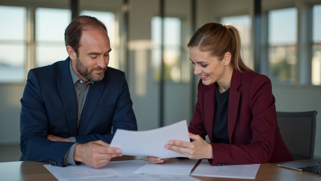Proffesionell business-ledarskap training i modernt konferensrum med två ledare som diskuterar strategi