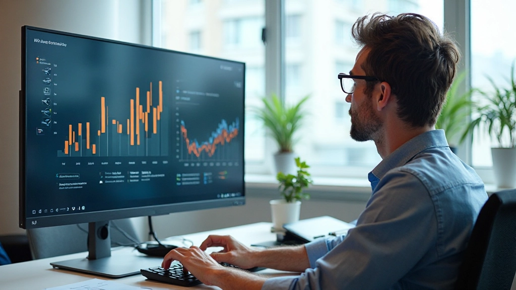 Analytiker studerar datakort och grafer på datorskärm med fokus på insikter
