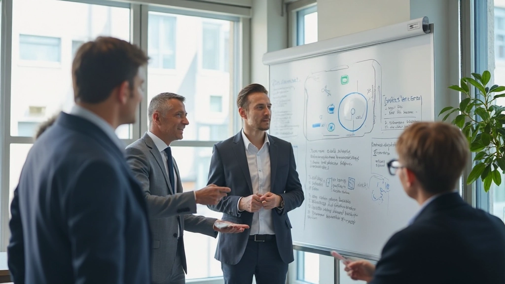 Team som diskuterar digital transformation strategy i ett modernt konferensrum